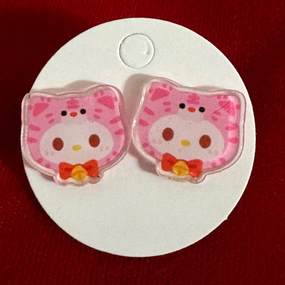 Cute Pink Cat Hello Kitty Ear Studs for Kids